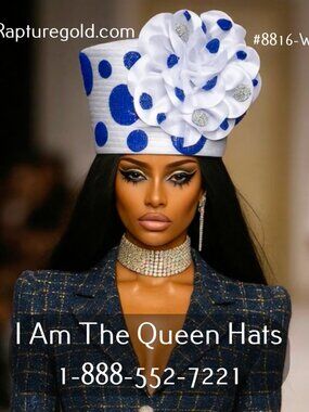 First Lady Fashion | Designer Church HatI Am The Queen Church Hat Style 8816-W-B